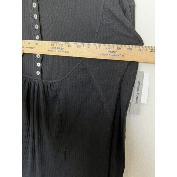 NWT Waffle Henley Top SMALL BLACK - Picture 8 of 12